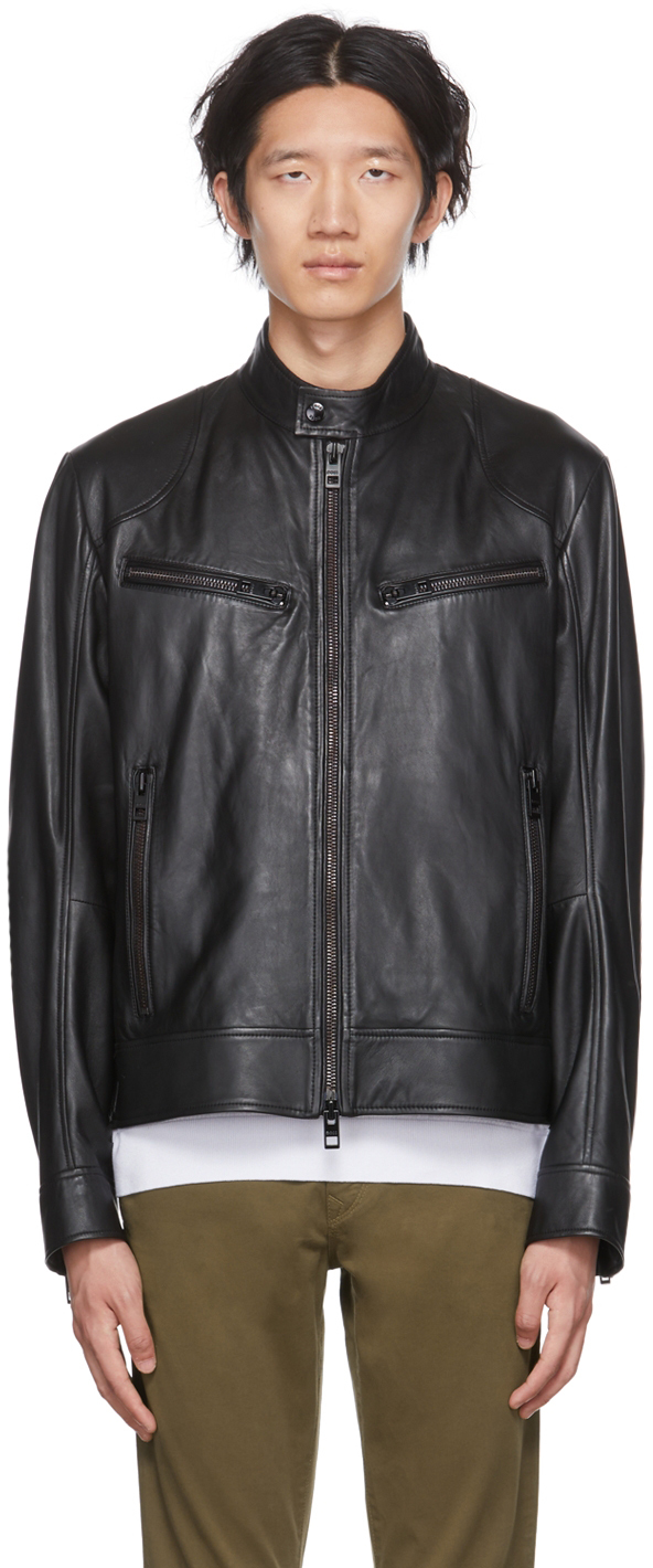 Zip Leather Jacket by BOSS on