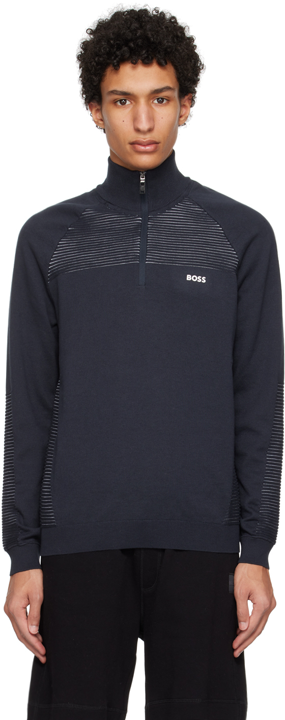 Hugo Boss Navy Zandi Sweater In 402 Dark Blue