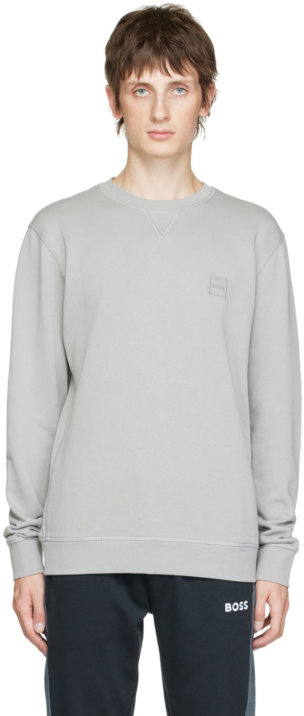 Boss: Gray Patch Sweatshirt | SSENSE