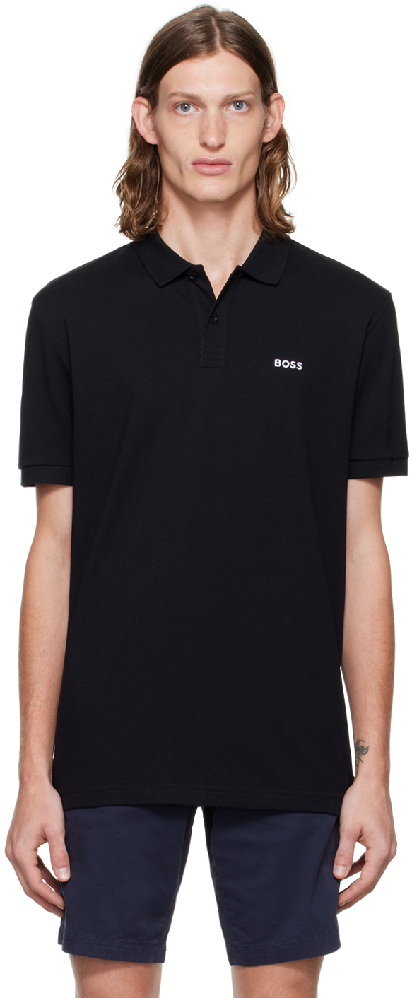 Boss: Black Piro Polo | SSENSE Canada