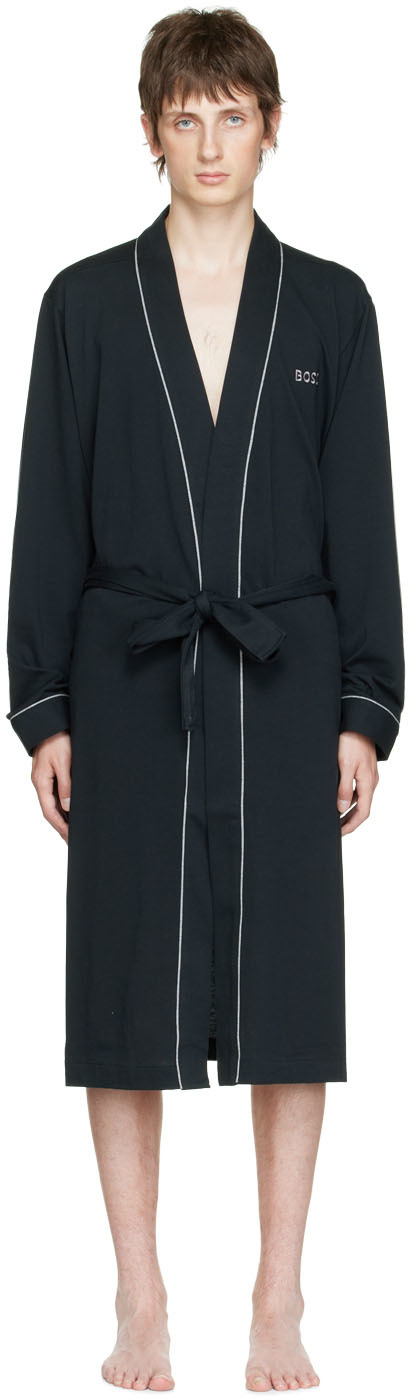 Black Cotton Robe by BOSS on Sale