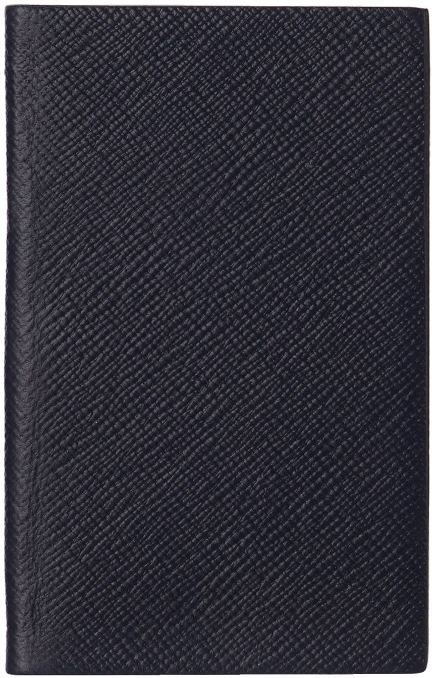 Smythson Panama Living My Best Life Leather Notebook in Navy