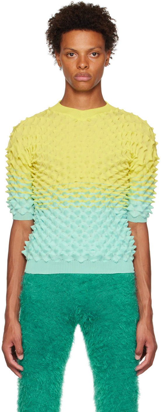 Chet Lo SSENSE Exclusive Yellow & Blue Sunshine Gradient Sweater