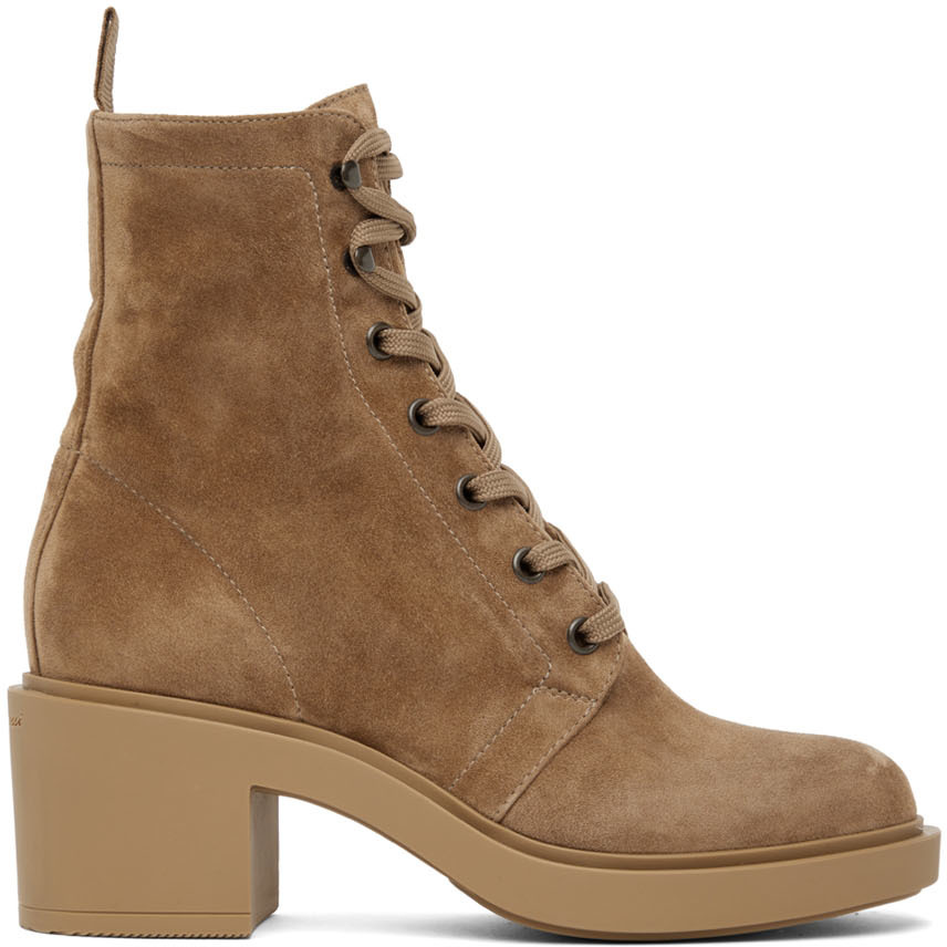 Tan Suede Foster Ankle Boots by Gianvito Rossi on Sale