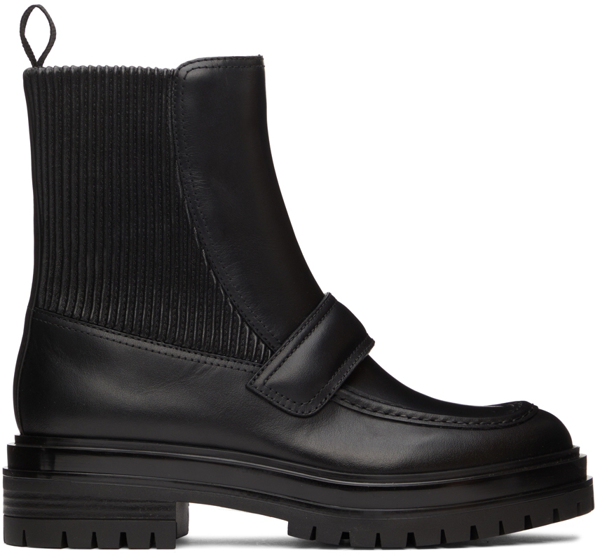 Gianvito Rossi Black Leather Berck Boots