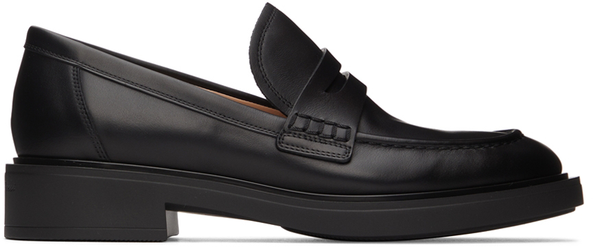 Gianvito Rossi: Black Leather Harris Loafers | SSENSE