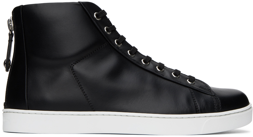 Black Calfskin High Top Sneakers