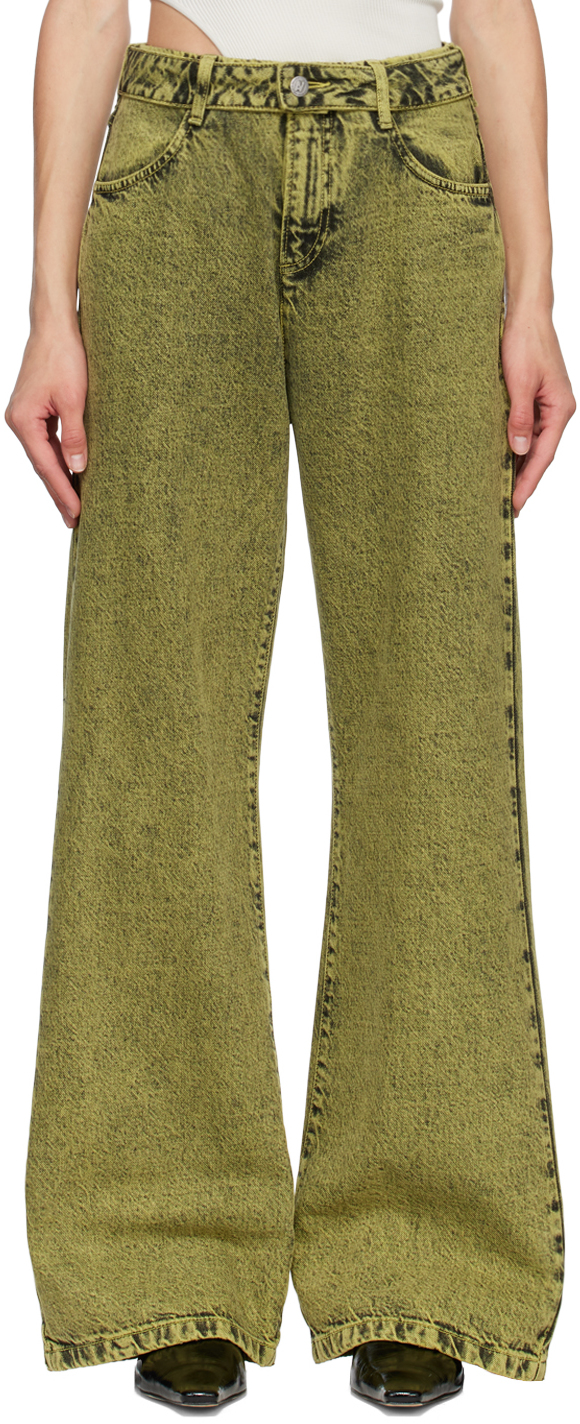 AVAVAV: Green Integrated Belt Jeans | SSENSE Canada