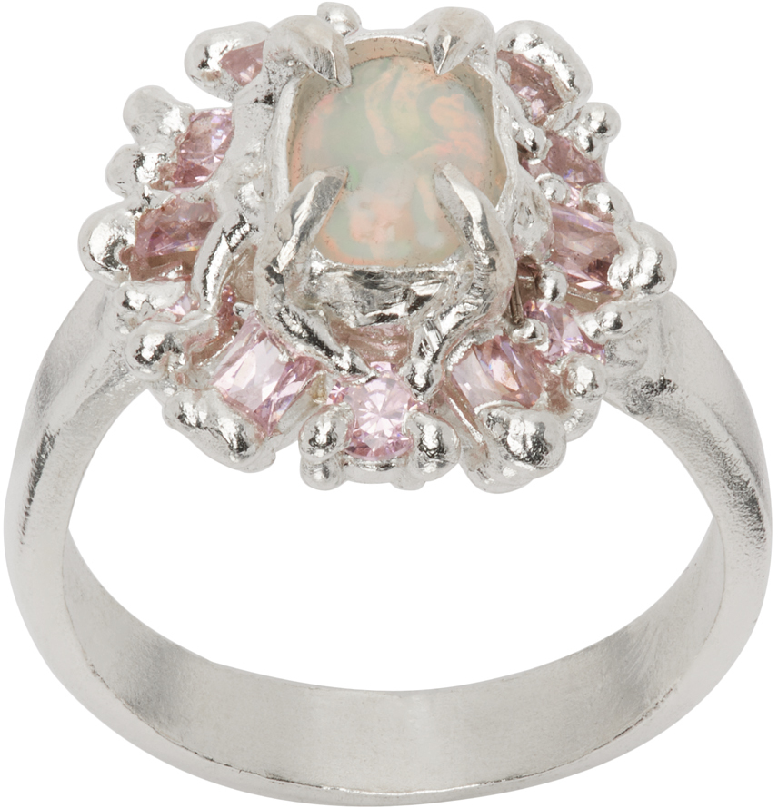 Mgn Ssense Exclusive Silver Vanishing Ring In White/pink