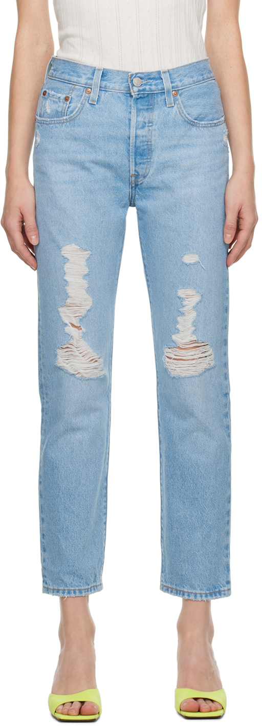 Levi's: Blue 501 Original Cropped Jeans | SSENSE