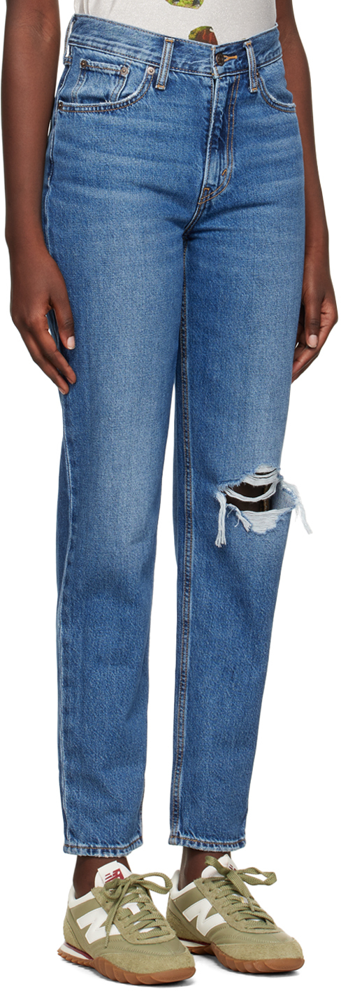 Levi's '80s Ripped High Waist Mom Jeans In Z2028 Medium Indigo