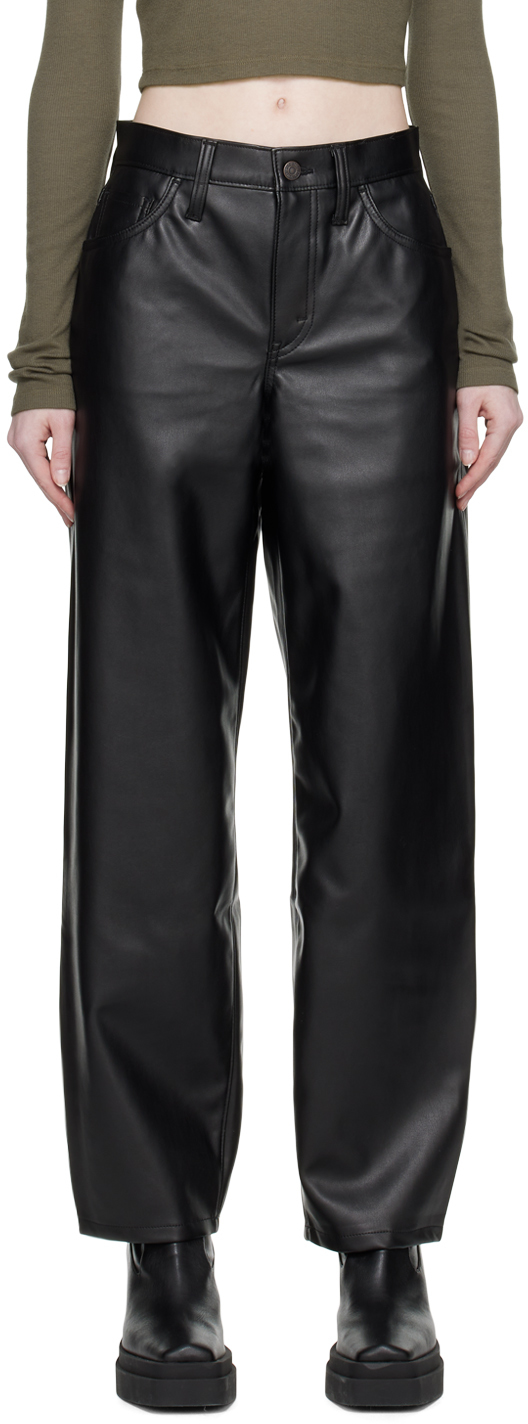 Shop Levi's Black Baggy Dad Faux-leather Trousers In Z8791 Black Garment