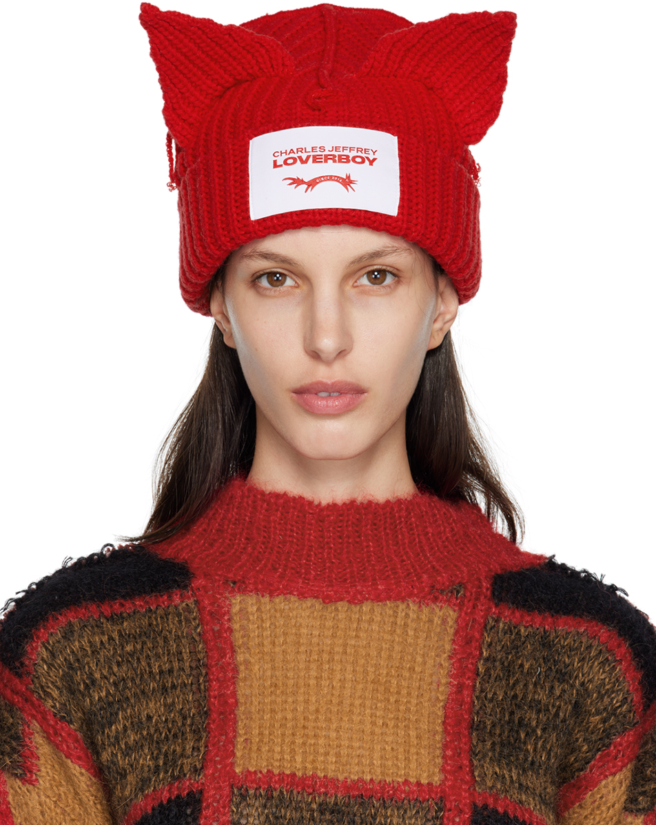 Charles Jeffrey Loverboy: Red Chunky Ears Beanie | SSENSE Canada