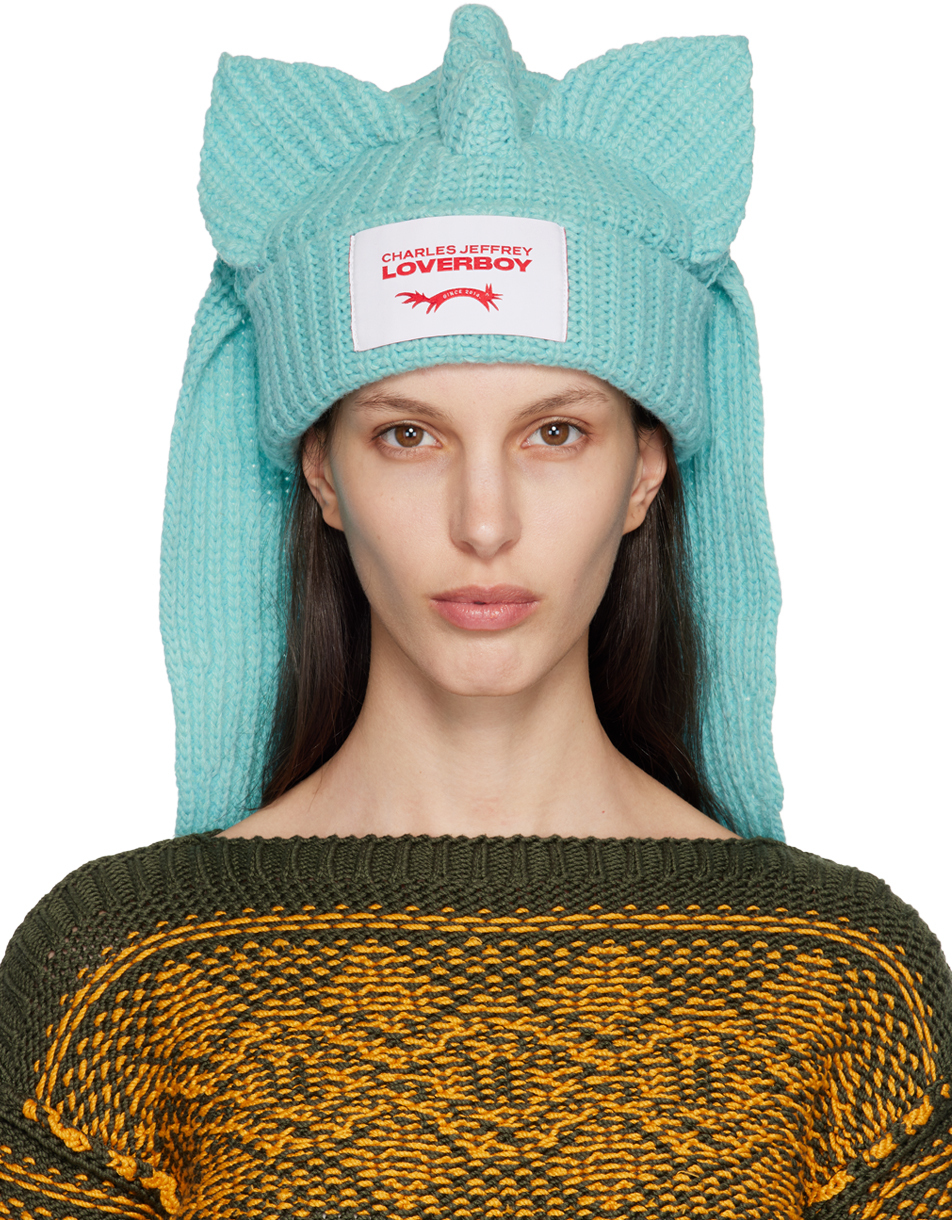 Charles Jeffrey Loverboy: SSENSE UK Exclusive Blue Chunky Kimera Beanie ...