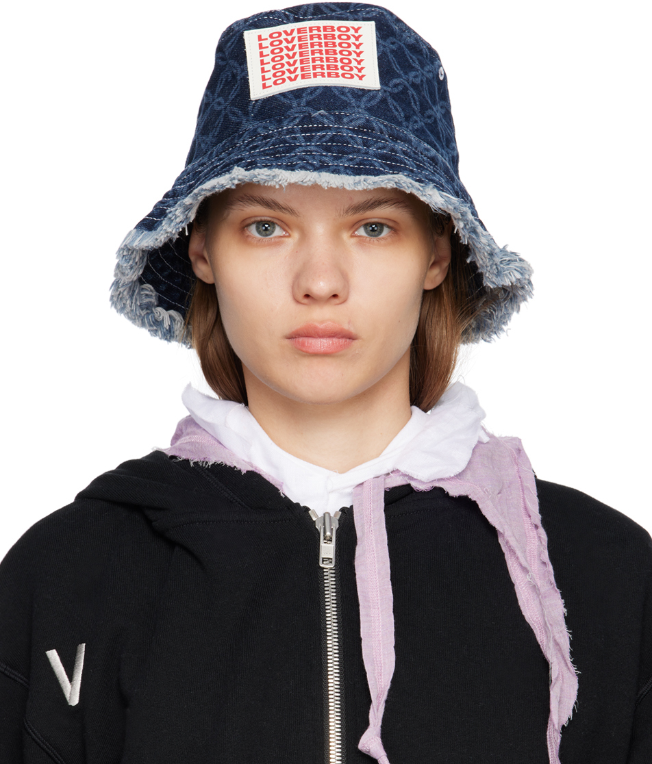 Charles Jeffrey Loverboy Navy Etched Bucket Hat | Smart Closet