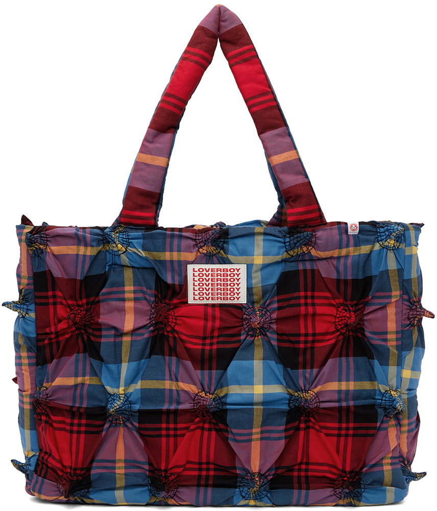 Charles Jeffrey Loverboy Red & Blue Spikey Holdall Tote In Mchtt Maclachlan Tar