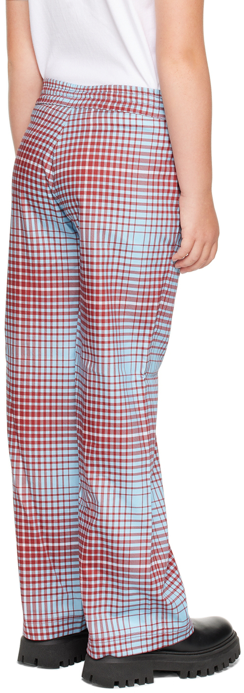 Charles Jeffrey Loverboy Ssense Exclusive Kids Blue & Red Trousers In Blurry Tartan