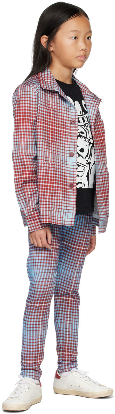 Charles Jeffrey Loverboy Ssense Exclusive Kids Blue Leggings In Blurry Tartan