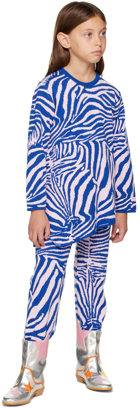 M.A+ KIDS BLUE & PINK ZEBRA LOUNGE PANTS 