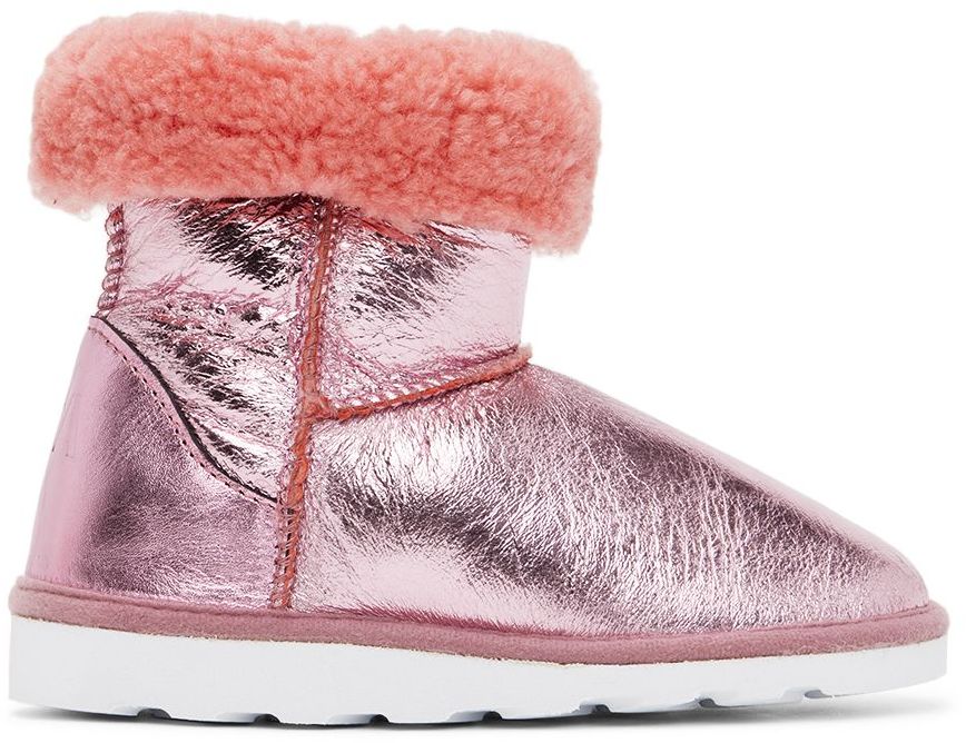 M.a+ Kids Pink Shiny Leather Boots