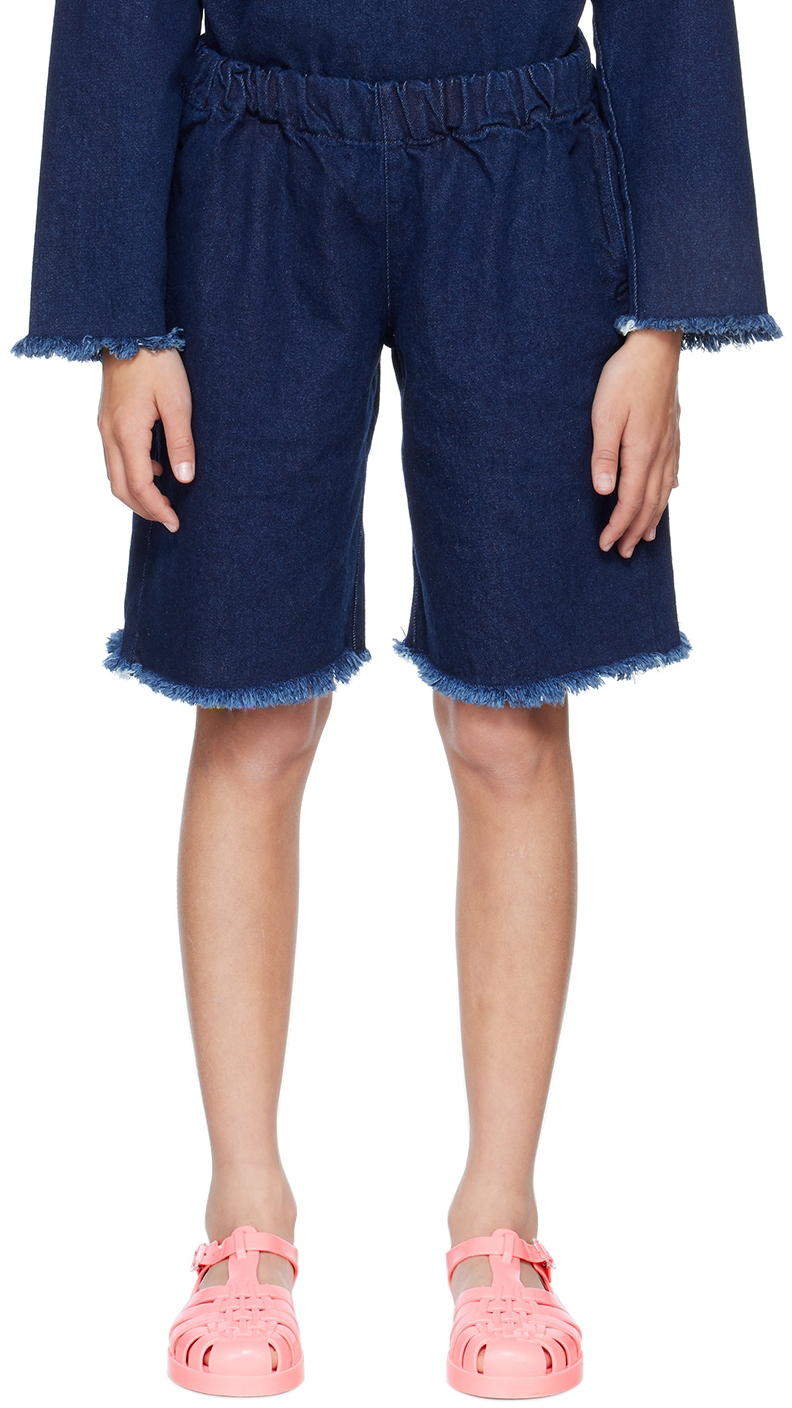 M.a+ Kids Navy Frayed Denim Shorts