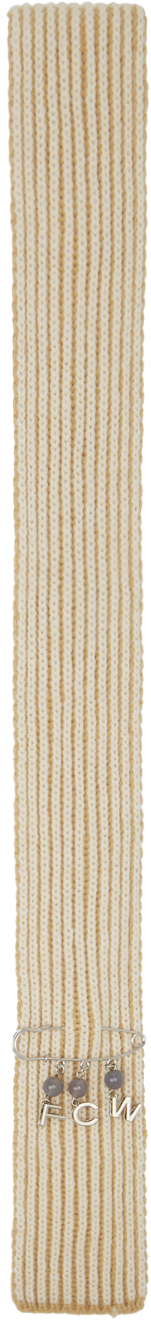 Khaki & Beige Ribbed Scarf