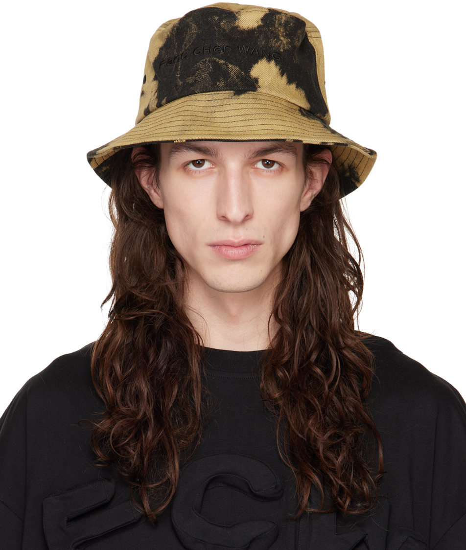 Feng Chen Wang: Black & Yellow Tie-Dye Bucket Hat | SSENSE Canada