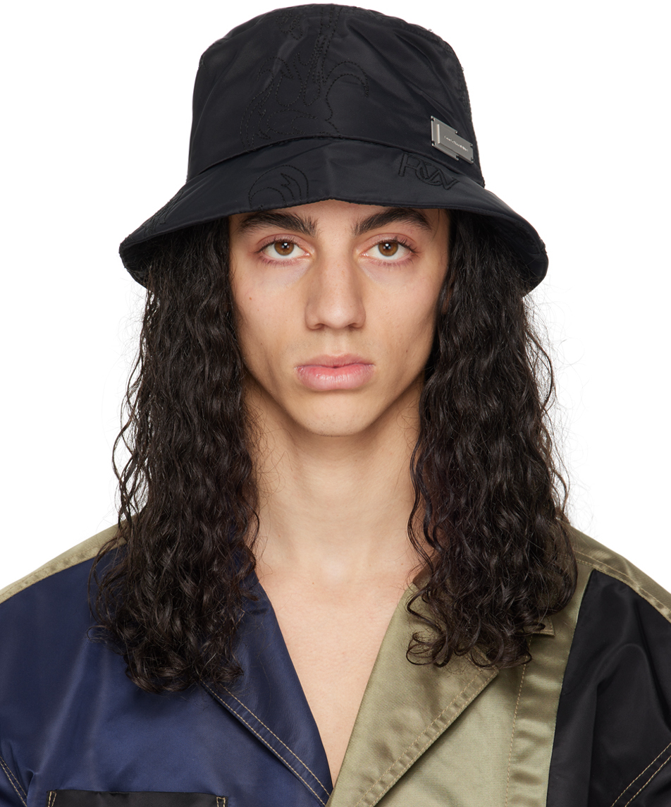 Feng Chen Wang: Black Quilted Bucket Hat | SSENSE Canada
