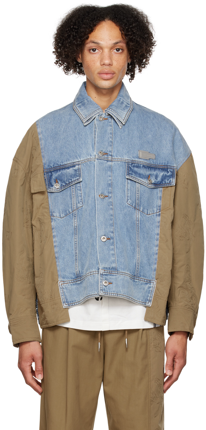 Blue & Brown Deconstructed Denim Jacket