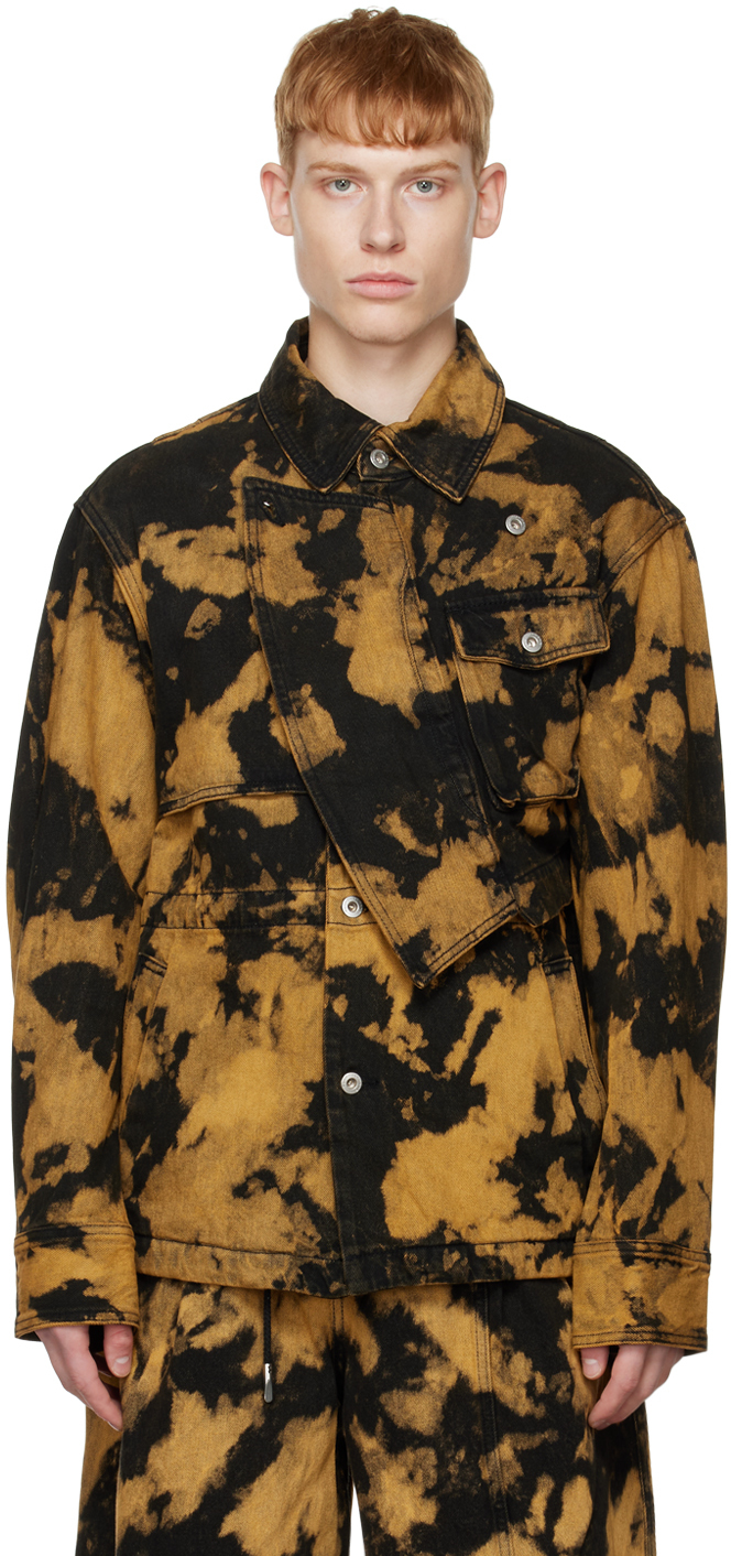 Black Tie-Dye Denim Jacket