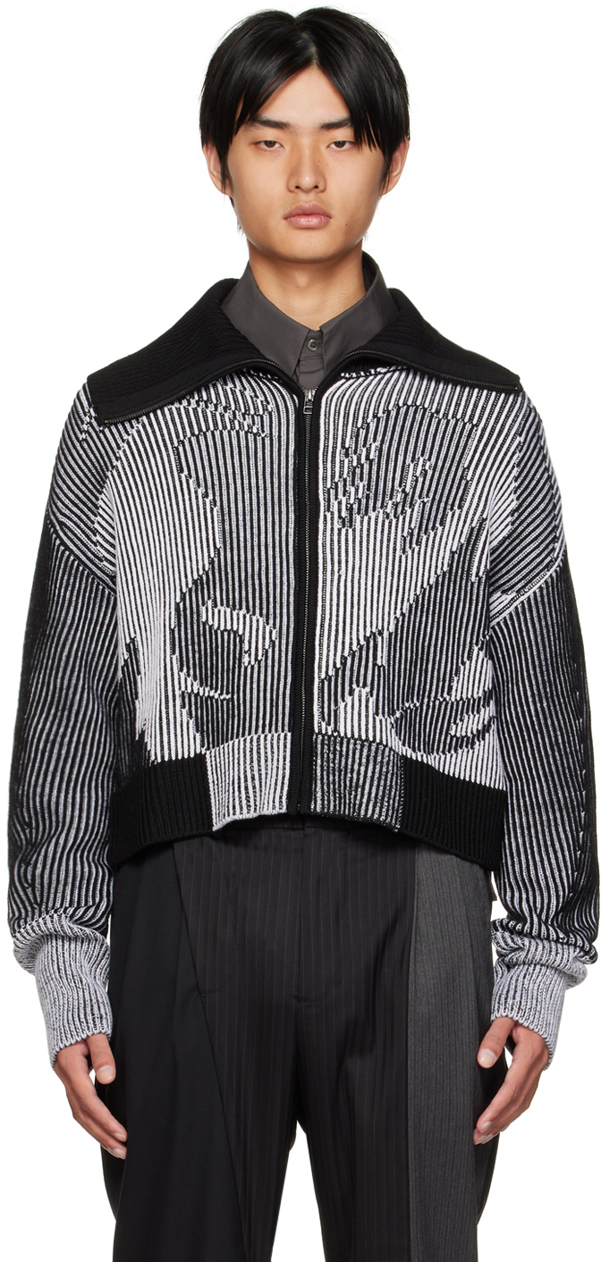 Feng Chen Wang: Gray Graphic Zip Sweater | SSENSE UK