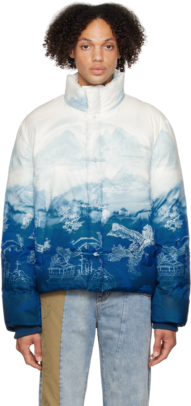 Blue & White Painting Down Jacket