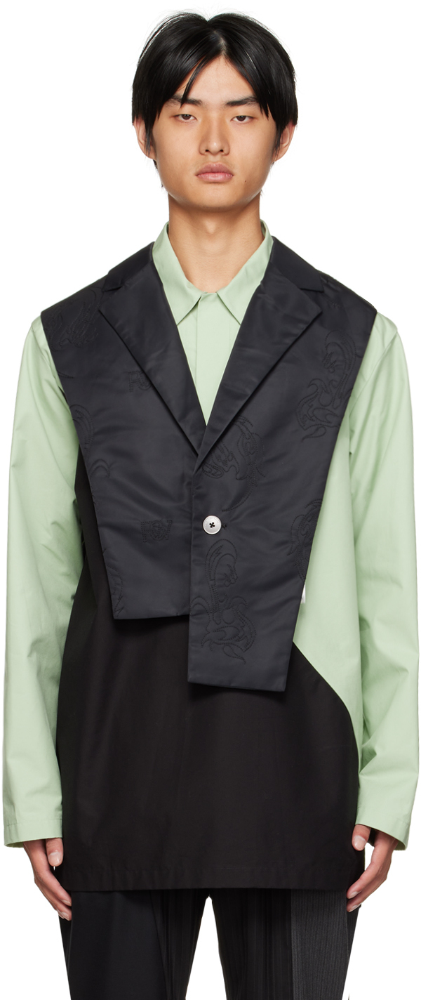 Feng Chen Wang Black Blazer Collar Waistcoat