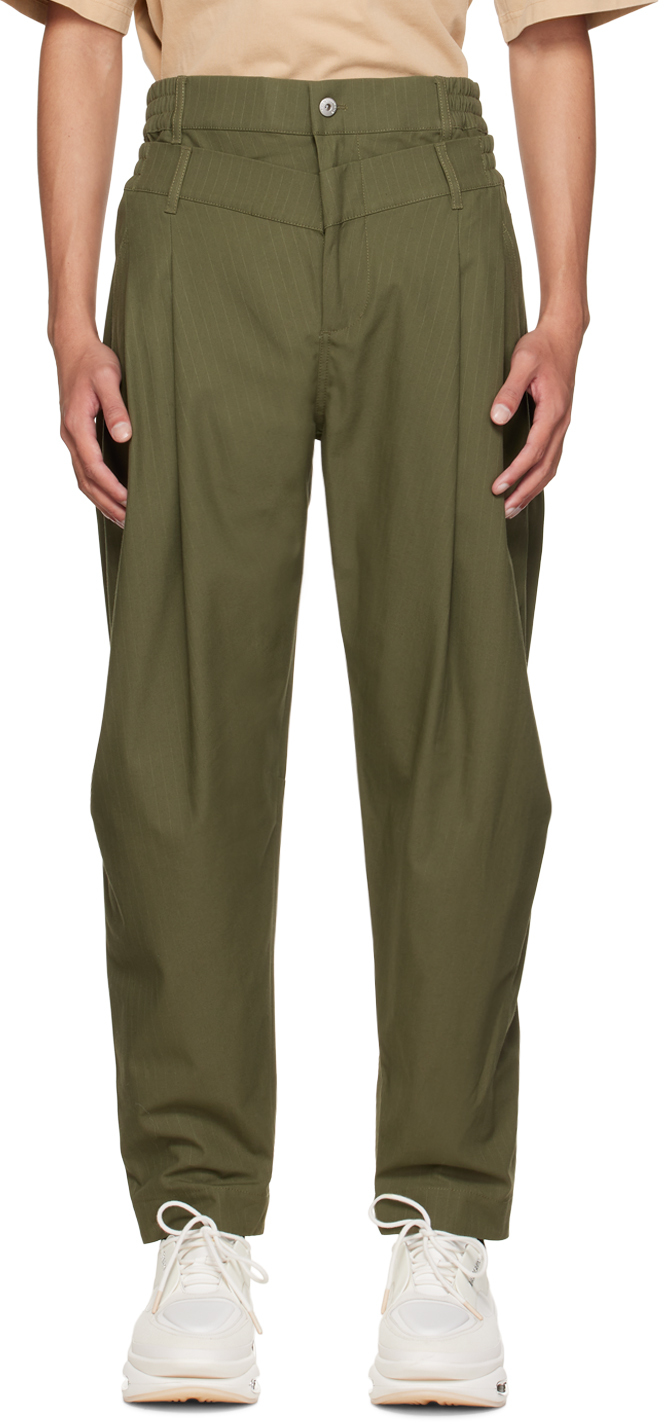 Green Double Waistband Trousers