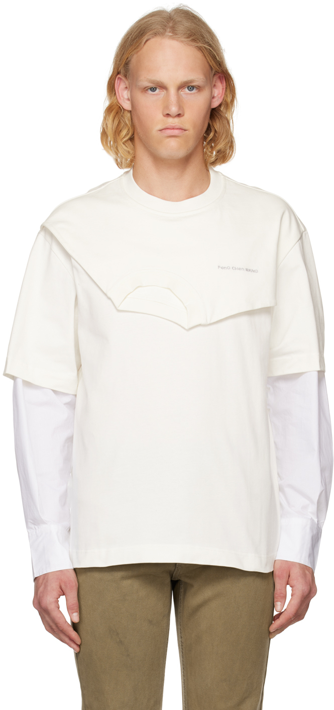 White Double Collar Long Sleeve T-Shirt