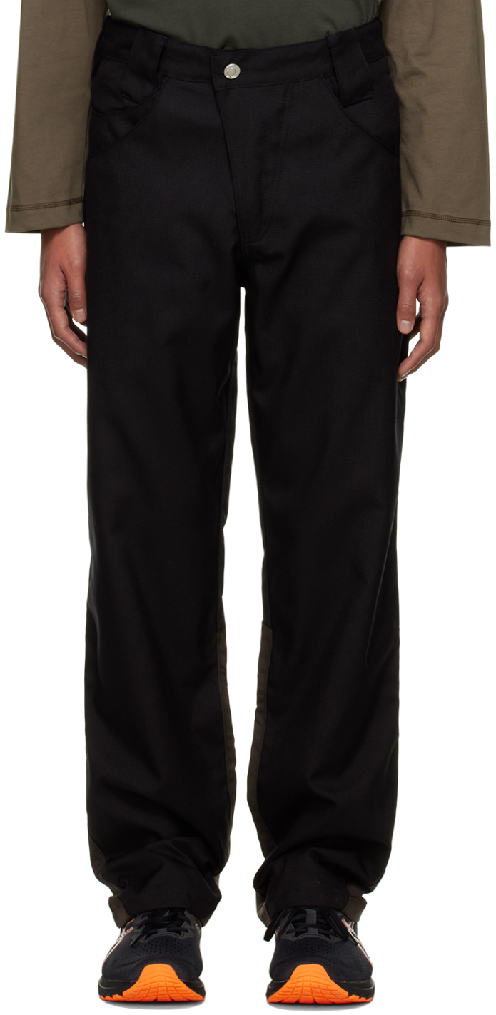 Affxwrks Black & Brown Paneled Trousers In Black/carmine Brown