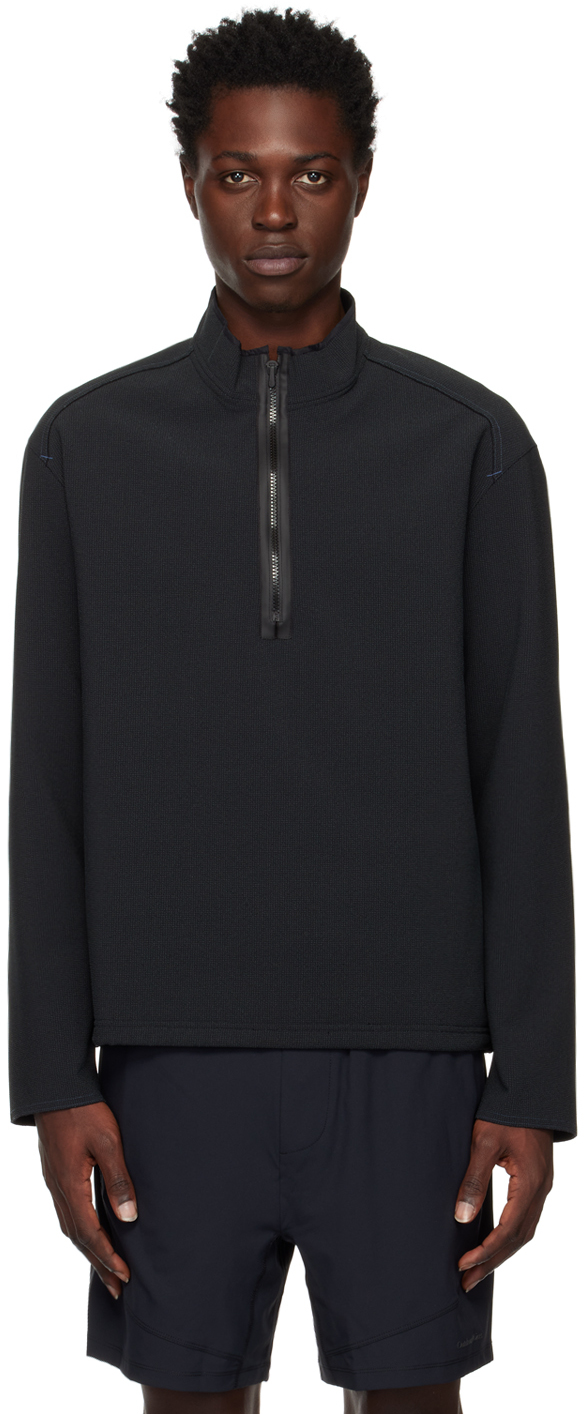 Affxwrks Transit Half-zip Nylon-blend Sweater In Black