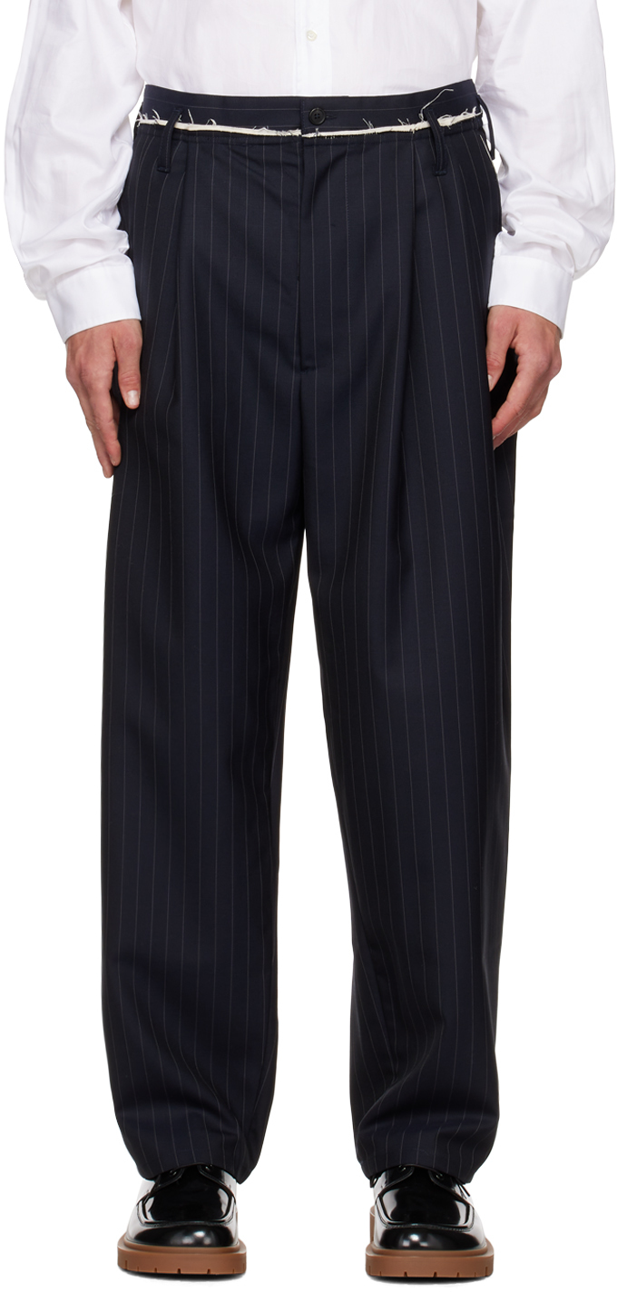 Camiel Fortgens Navy Pinstripe Trousers