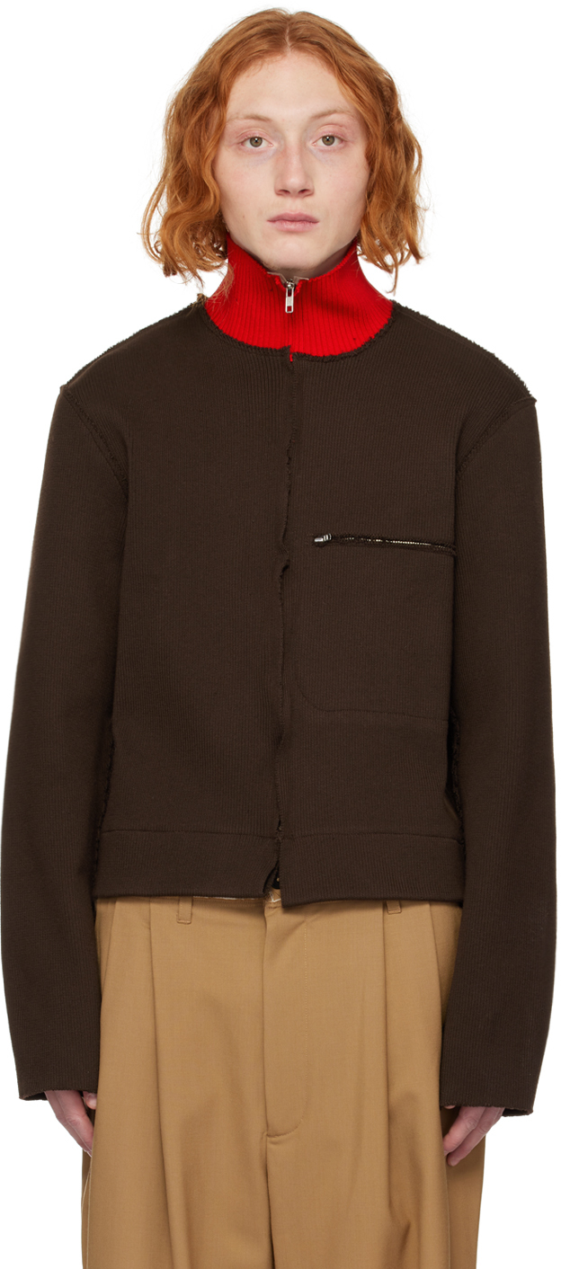 Camiel Fortgens Brown Zip-Up Sweater