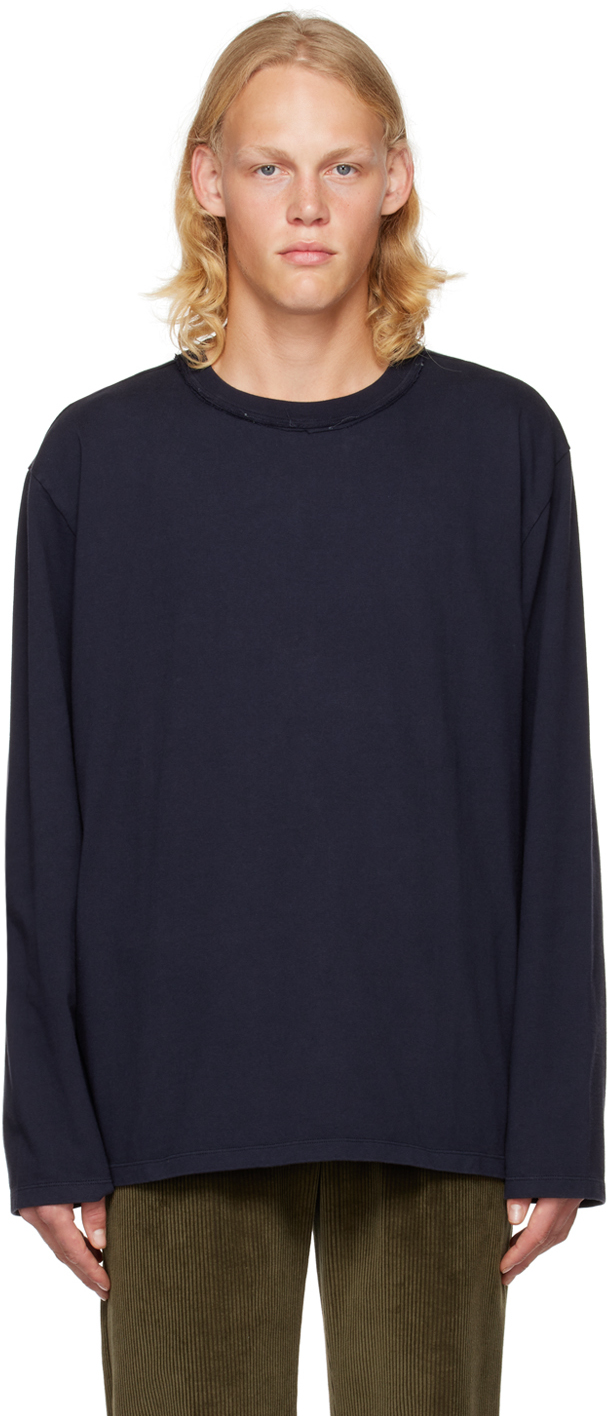 Navy Oversized Long Sleeve T-Shirt by Camiel Fortgens on Sale