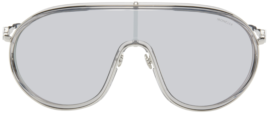 MONCLER SILVER RIMLESS MASK SUNGLASSES