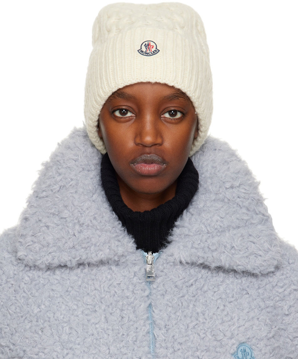 Moncler Off-White Cable Knit Beanie