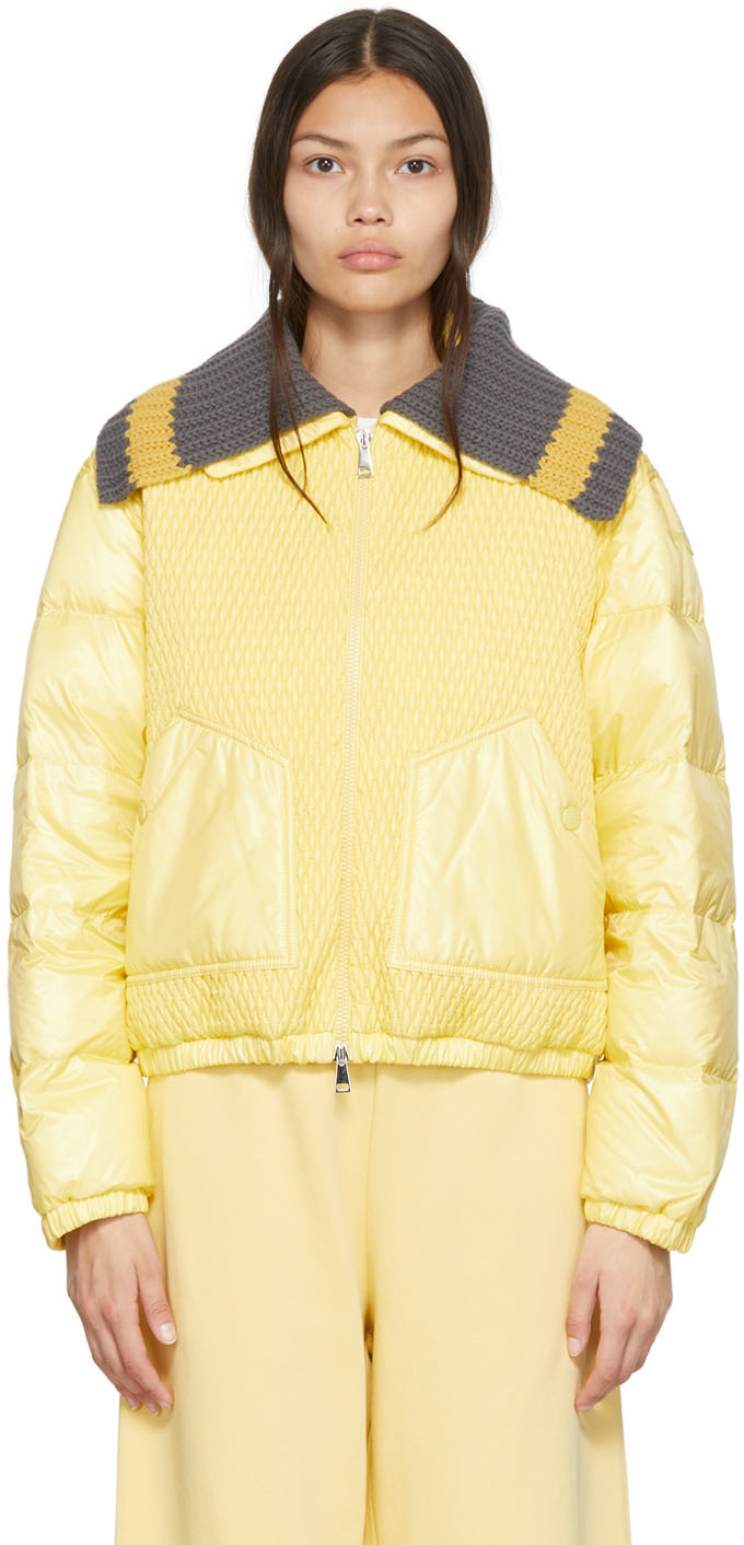 Shop Moncler Yellow Apront Down Jacket In 110 Yellow