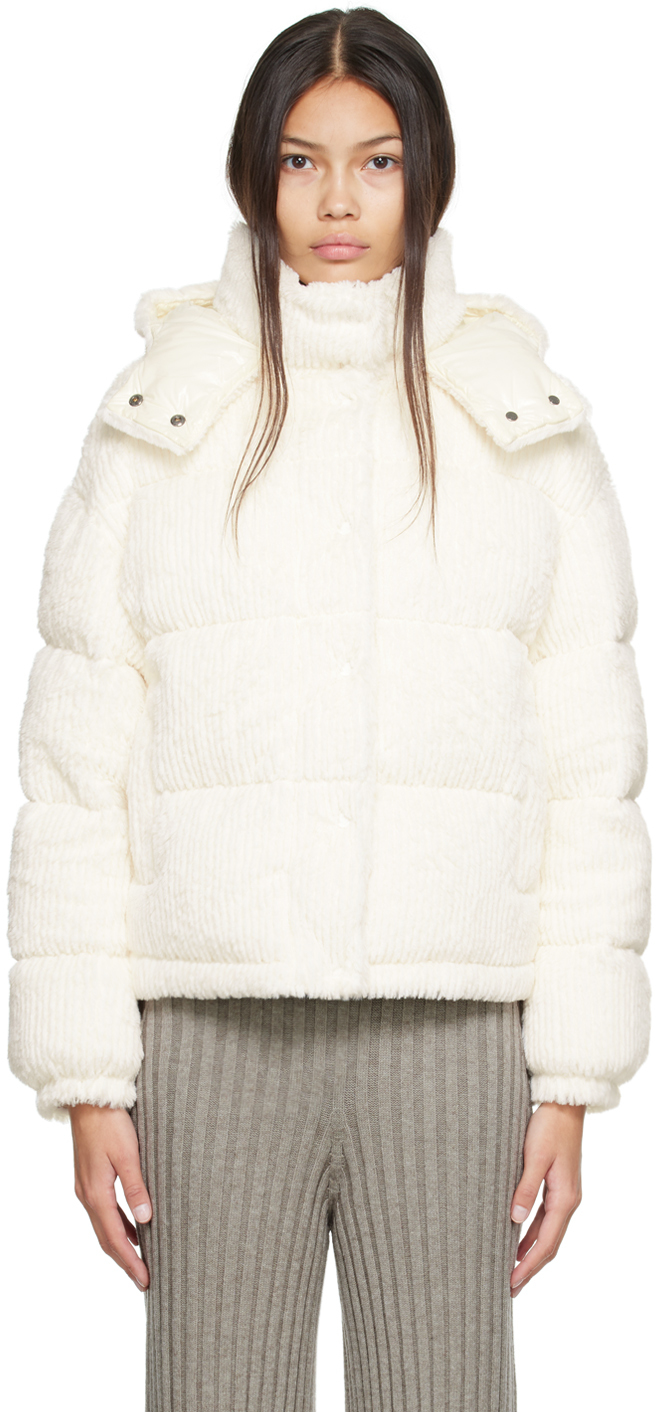 White faux fur puffer cheap jacket