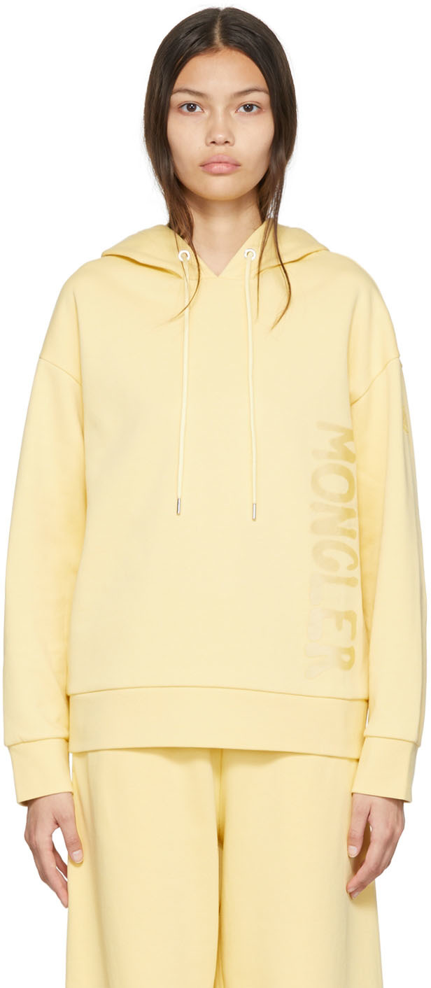 Shop Moncler Yellow Cotton Hoodie In 110 Yellow