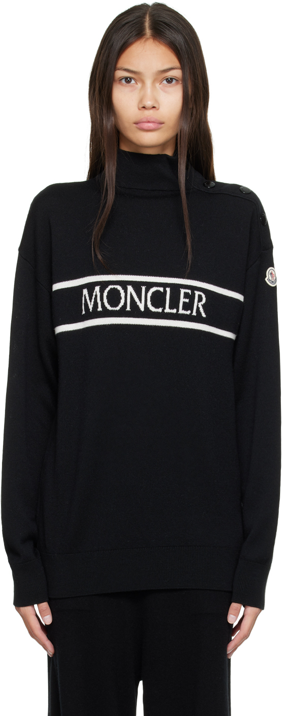 Moncler: Black Jacquard Sweater | SSENSE Canada
