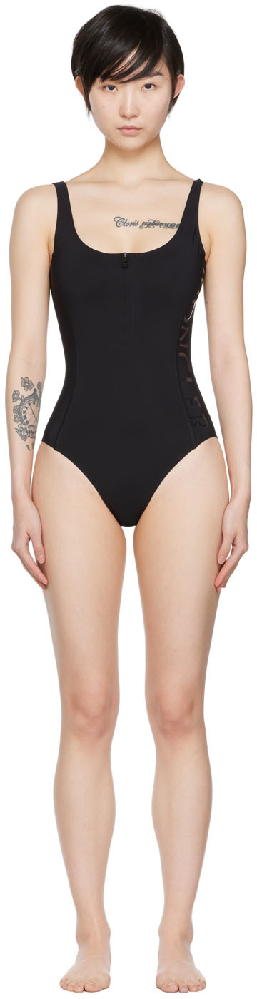Black Zip-Up One-Piece Swimsuit