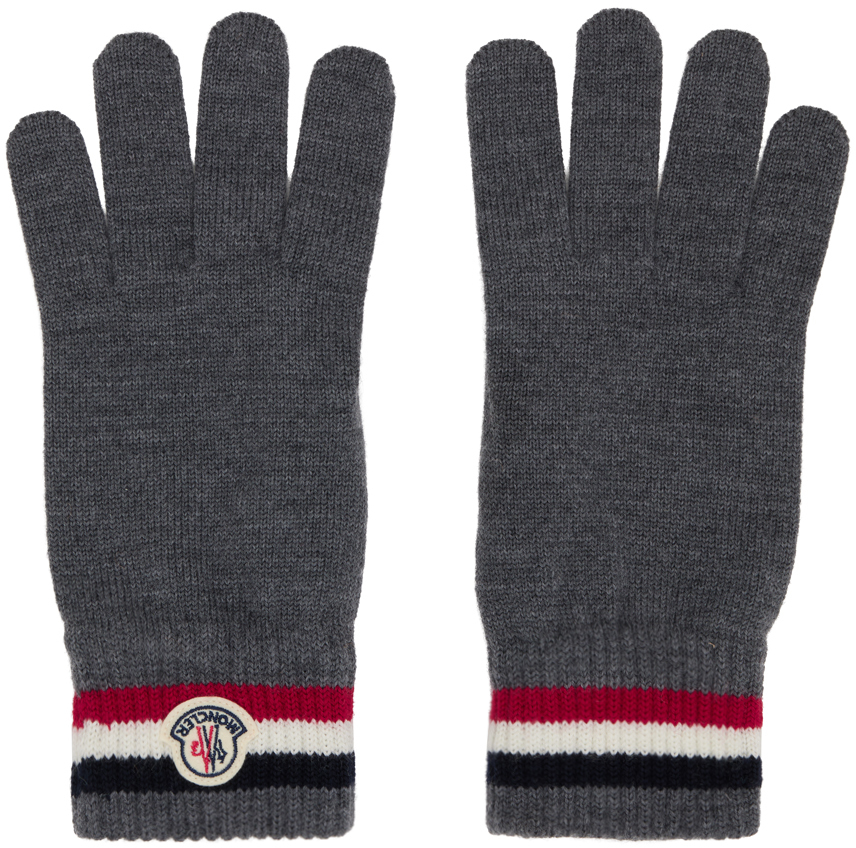 Gray Tricolor Knit Gloves Ssense Uomo Accessori Guanti 