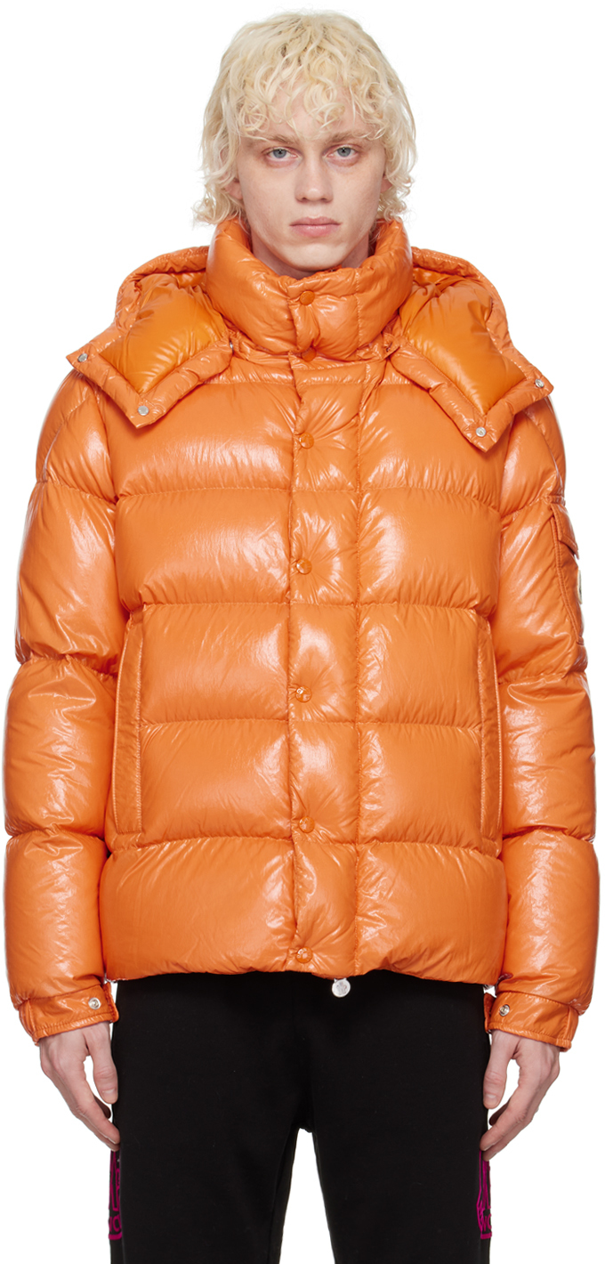 Moncler orange sales down jacket