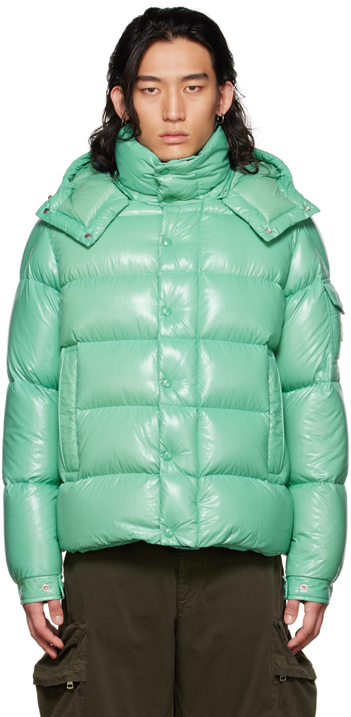 Moncler: Green Moncler Maya 70 Down Jacket | SSENSE